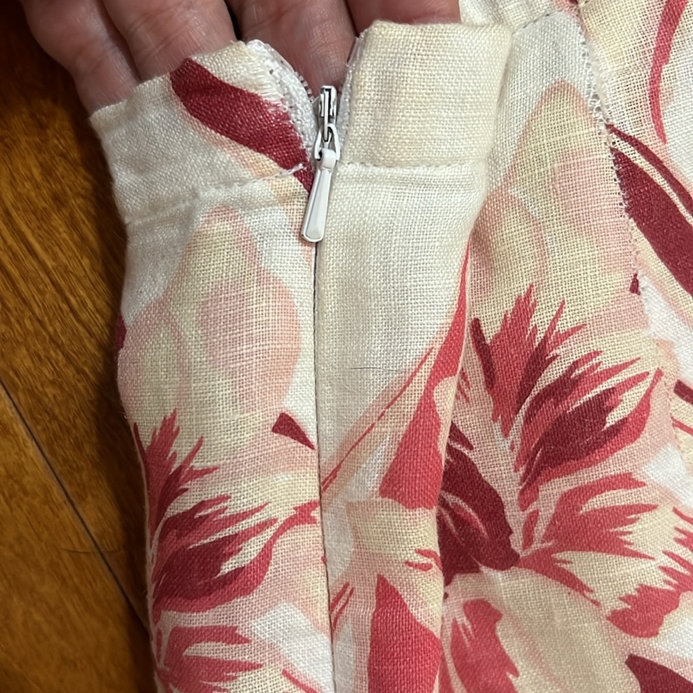 Amanda Smith 100% Linen Floral Wide Leg Pants Size L Boho Resort Travel Coastal - Picture 10 of 12